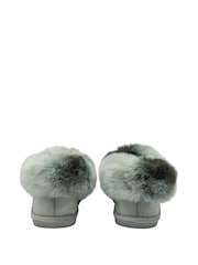 Dunlop Grey Ladies Faux Fur Full Slippers - Image 3 of 4