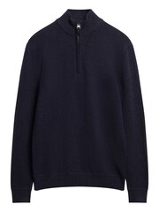 Superdry Blue Essential Embroided Knitwear Henley Jumper - Image 4 of 6