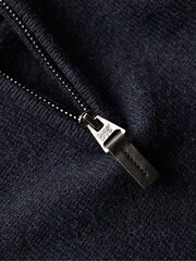 Superdry Blue Essential Embroided Knitwear Henley Jumper - Image 5 of 6