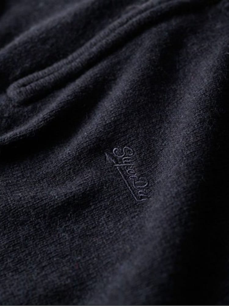 Superdry Blue Essential Embroided Knitwear Henley Jumper - Image 6 of 6
