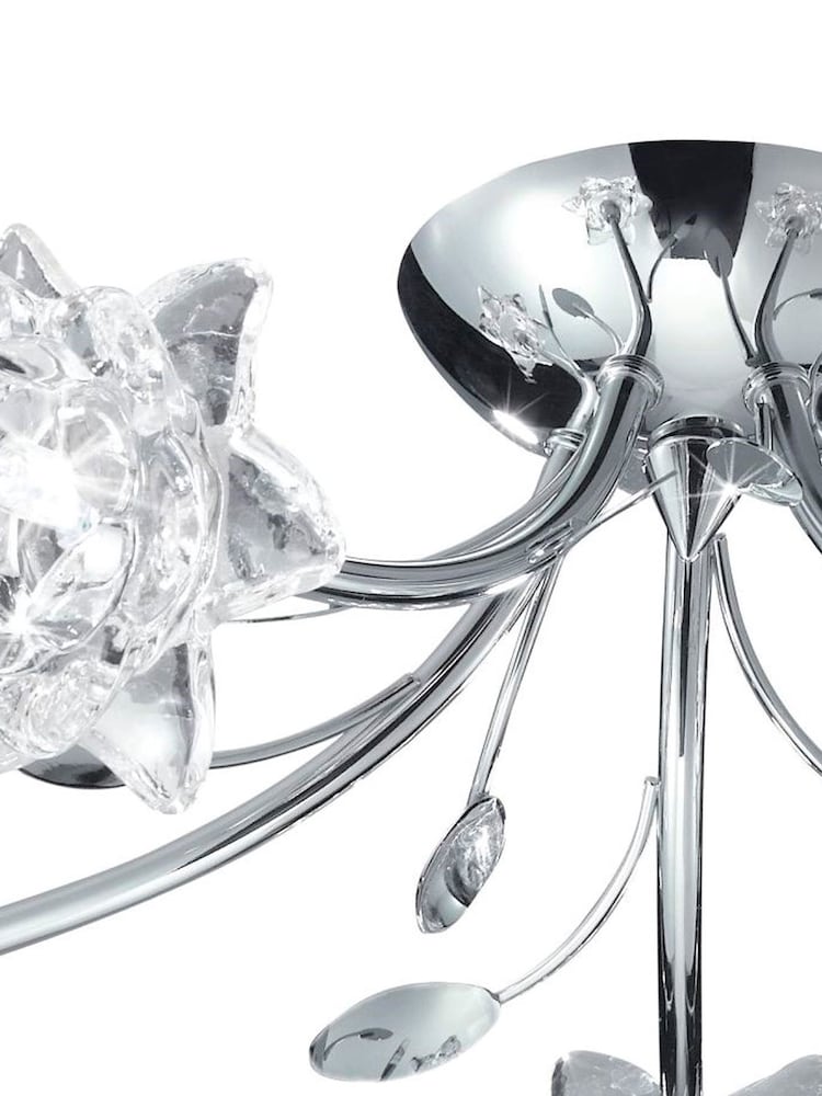 Searchlight Chrome Jessamine Clear Glass 5Lt SemiFlush Ceiling Light - Image 3 of 3 Searchlight Chrome Jessamine Clear Glass 5Lt SemiFlush Ceiling Light - Image 3 of 3