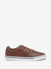 Светло-коричневый - Кожаные кеды Polo Ralph Lauren Hanford - Изображение 1 из 4