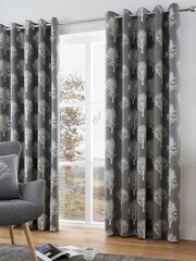Fusion Grey Woodland Trees Eyelet Curtains - Image 1 of 1