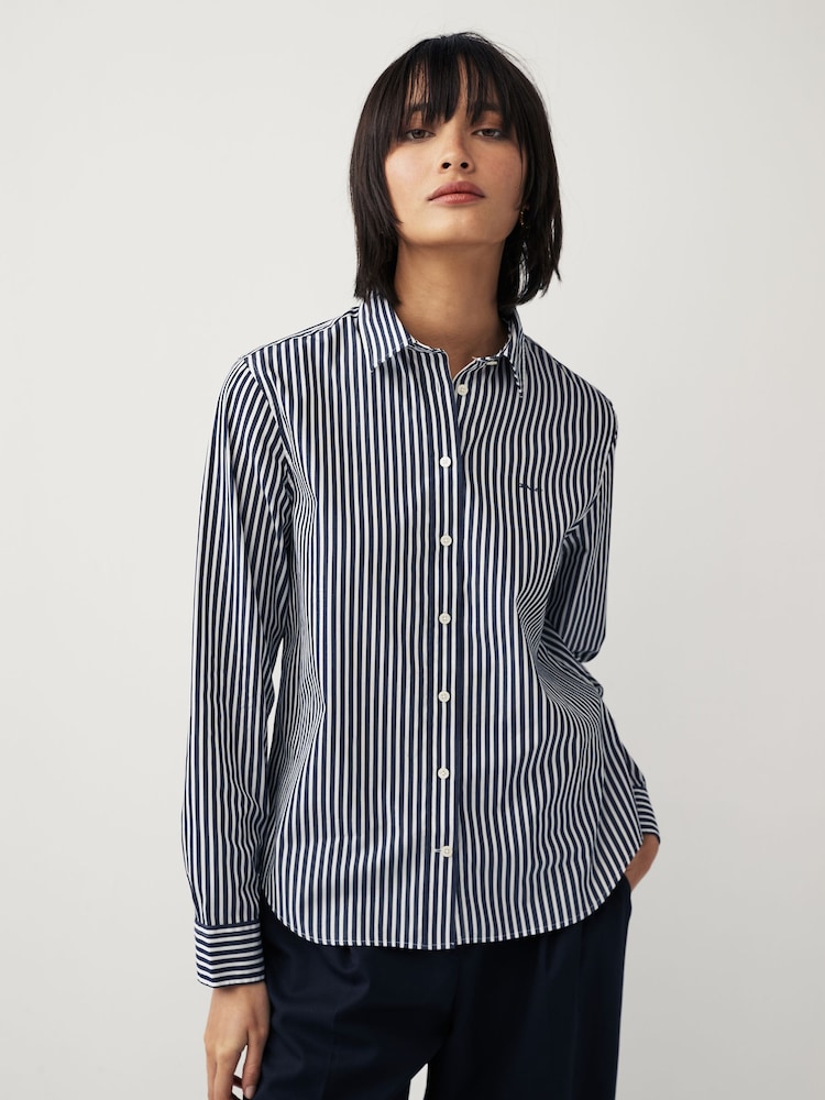 GANT Blue Poplin Striped 100% Cotton Shirt - Image 1 of 10