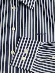 GANT Blue Poplin Striped 100% Cotton Shirt - Image 9 of 10
