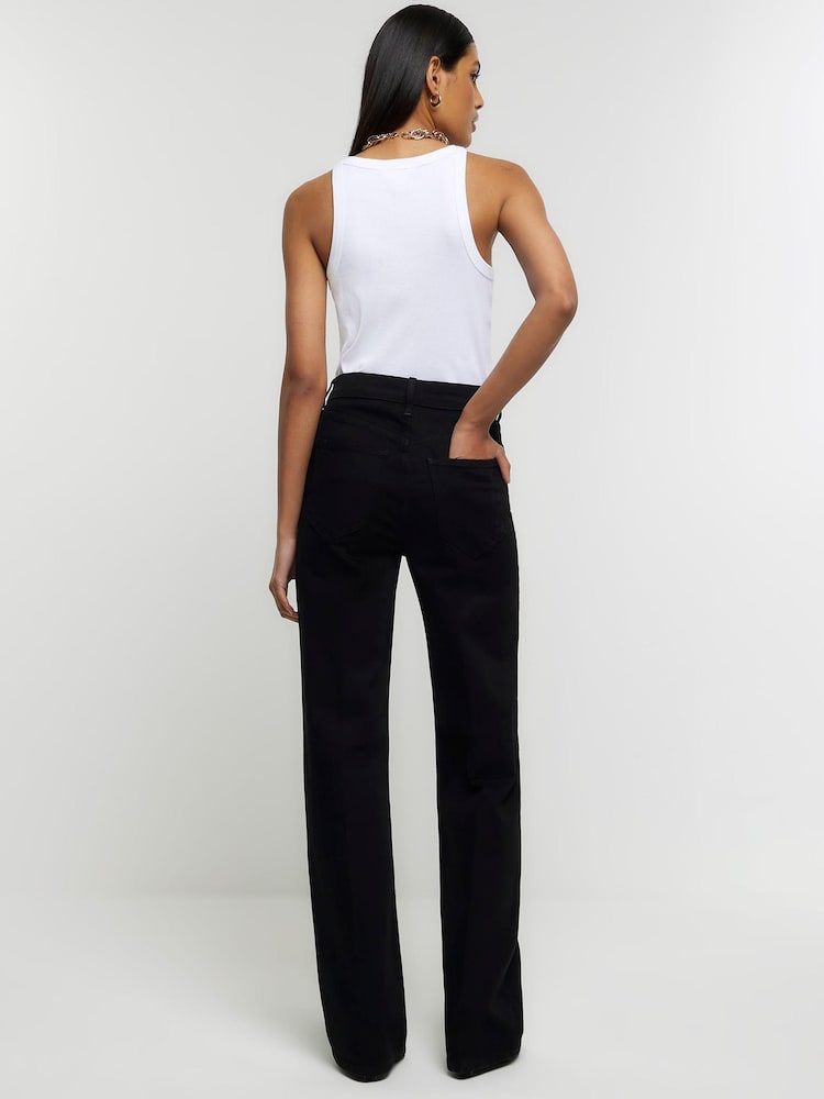 River Island Black High Rise Wide Leg Jeans - Image 2 of 4 River Island Black High Rise Wide Leg Jeans - Image 2 of 4