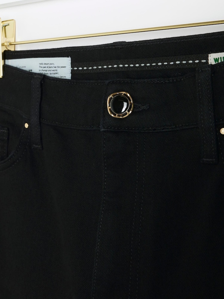 River Island Black High Rise Wide Leg Jeans - Image 4 of 4