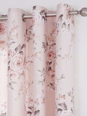 Catherine Lansfield Pink Canterbury Floral Eyelet Curtains - Image 1 of 4
