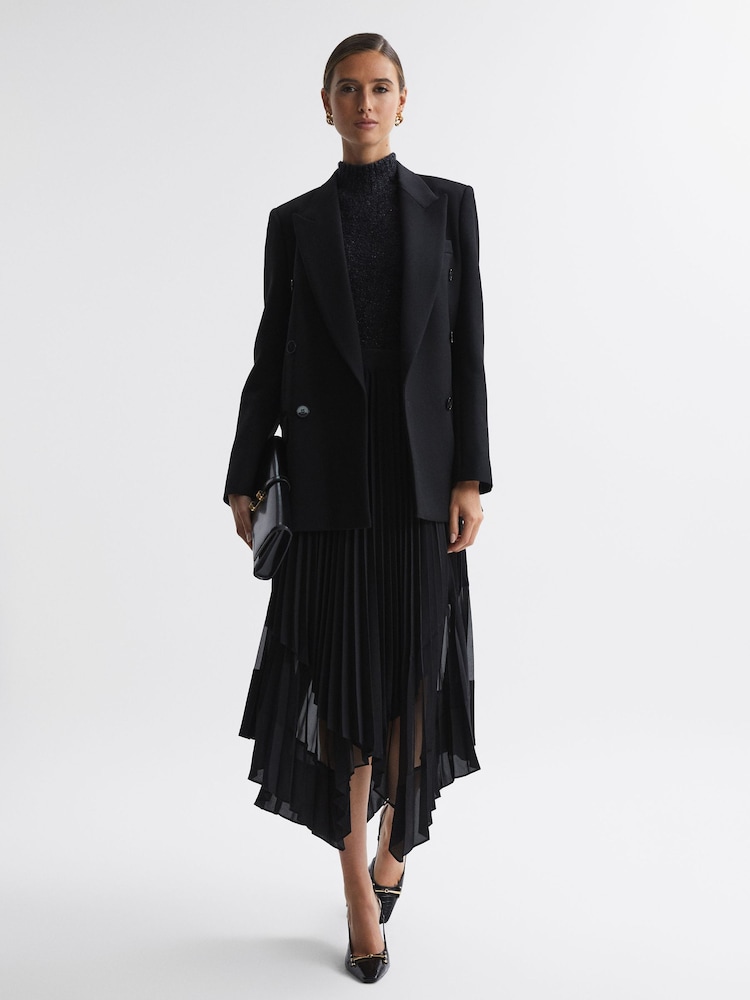 Reiss Dina plissierter, gestufter asymmetrischer Midirock - Bild 5 von 5 Reiss Dina plissierter, gestufter asymmetrischer Midirock - Bild 5 von 5