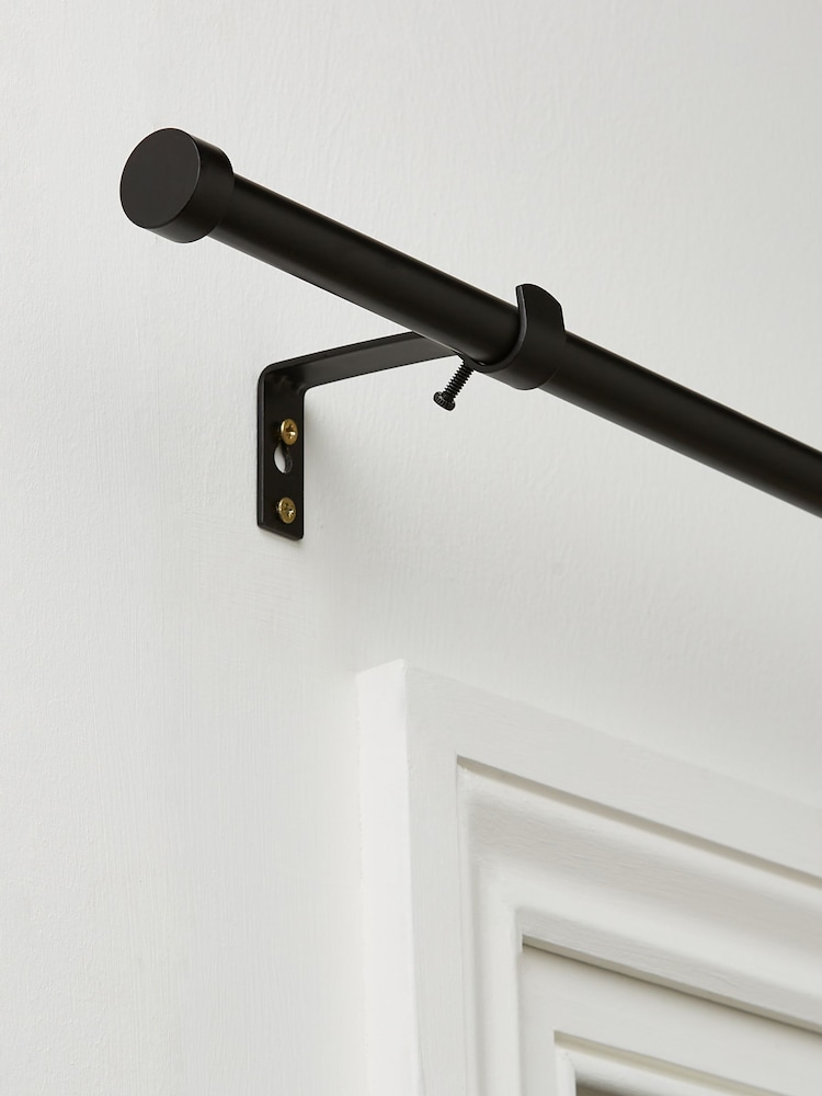 Black Stud Finial Extendable 19mm Curtain Pole Kit - Image 1 of 6