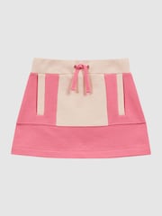 Reiss Pink Macey 9-14 yrs Colourblock Cotton Drawstring Skirt - Image 2 of 6