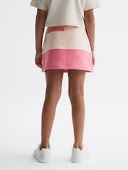 Reiss Pink Macey 9-14 yrs Colourblock Cotton Drawstring Skirt - Image 5 of 6