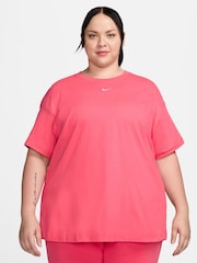 Nike Bright Pink Curve Sportswear Essential T-Shirt - Image 1 of 6