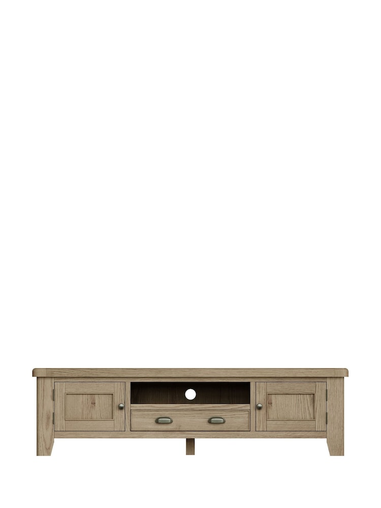 K Interiors Brown Embleton Solid Wood Large 2 Door 1 Drawer TV Unit - Image 2 of 4 K Interiors Brown Embleton Solid Wood Large 2 Door 1 Drawer TV Unit - Image 2 of 4