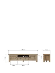 K Interiors Brown Embleton Solid Wood Large 2 Door 1 Drawer TV Unit - Image 4 of 4