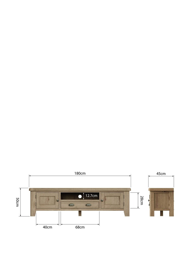 K Interiors Brown Embleton Solid Wood Large 2 Door 1 Drawer TV Unit - Image 4 of 4