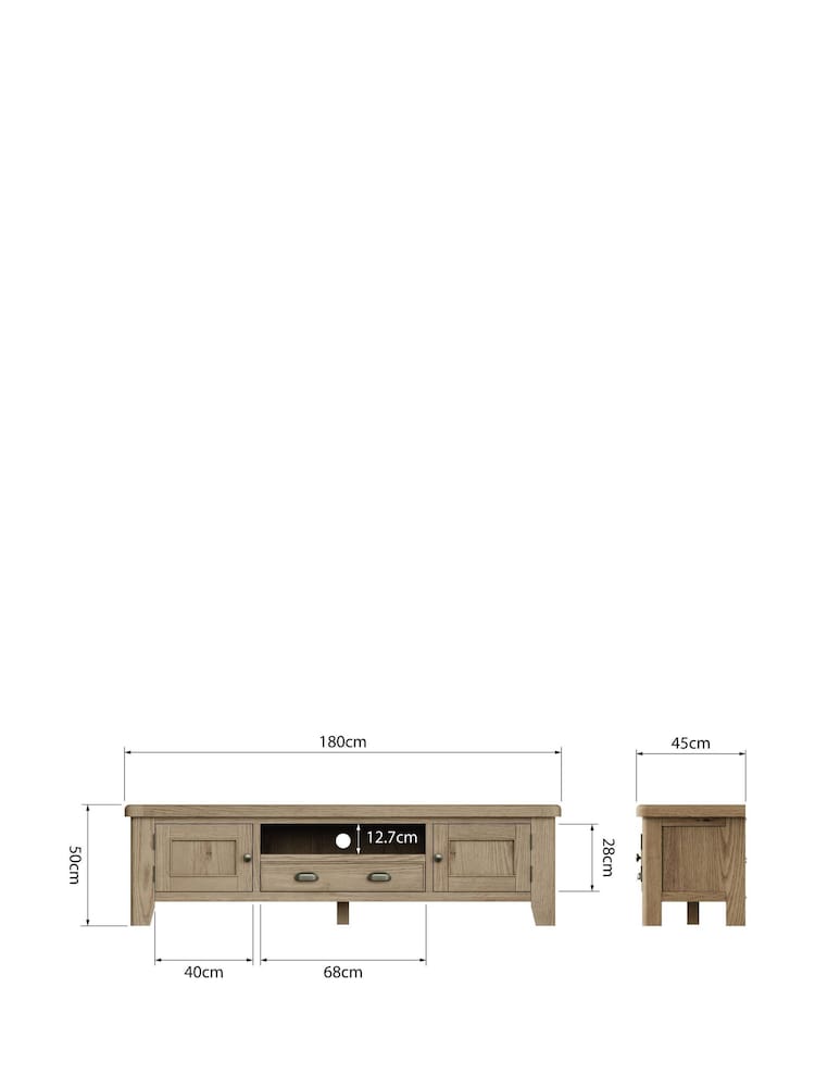 K Interiors Brown Embleton Solid Wood Large 2 Door 1 Drawer TV Unit - Image 4 of 4 K Interiors Brown Embleton Solid Wood Large 2 Door 1 Drawer TV Unit - Image 4 of 4
