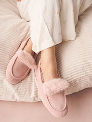 Rosa - Moccasin Suede Fold-Over Fur Lined Slippers - Imagen 1 de 3