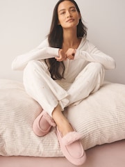Rosa - Moccasin Suede Fold-Over Fur Lined Slippers - Imagen 2 de 3