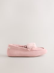 Pink Moccasin Suede Fold-Over Fur Lined Slippers - Image 6 of 8