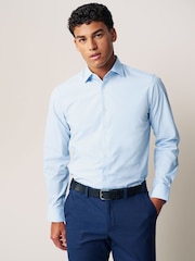 Blanc/Bleu - Ajustement régulier - Easy Care Long Sleeve Single Cuff Smart Shirts 2 Pack - Image 2 de 7