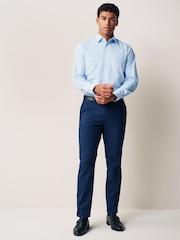 Blanc/Bleu - Ajustement régulier - Easy Care Long Sleeve Single Cuff Smart Shirts 2 Pack - Image 4 de 7