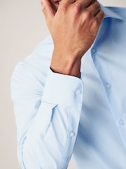 Blanc/Bleu - Ajustement régulier - Easy Care Long Sleeve Single Cuff Smart Shirts 2 Pack - Image 6 de 7