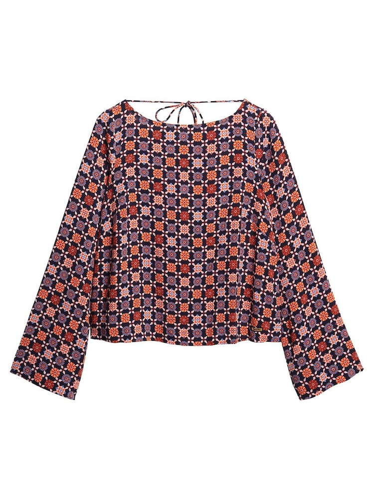 Superdry White Printed Flared Woven Top - Image 4 of 5