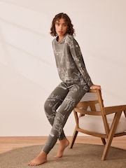 Khaki Eiffel Tower Cotton Long Sleeve Pyjamas - Image 3 of 10