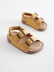 Yellow Standard Fit (F) Double Buckle Cushioned Footbed Sandals - Image 1 of 5