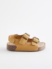 Yellow Standard Fit (F) Double Buckle Cushioned Footbed Sandals - Image 2 of 5