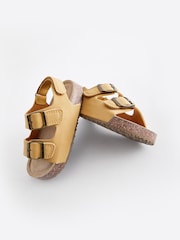 Yellow Standard Fit (F) Double Buckle Cushioned Footbed Sandals - Image 4 of 5