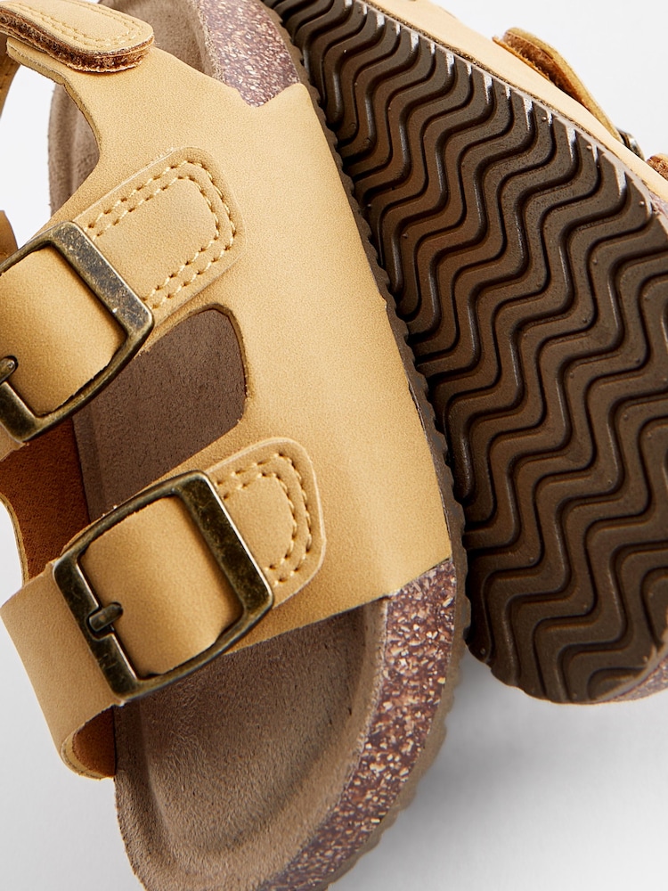 Yellow Standard Fit (F) Double Buckle Cushioned Footbed Sandals - Image 5 of 5
