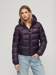Superdry Purple Sports Puffer Bomber Jacket - Image 1 of 6