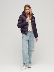 Superdry Purple Sports Puffer Bomber Jacket - Image 3 of 6