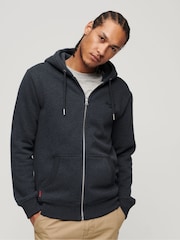 Синий меланж - Худи на молнии с логотипом Superdry Essential - Image 1 of 6