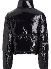 Calvin Klein Jeans Cropped Shiny Puffer Black Jacket - Image 3 of 4