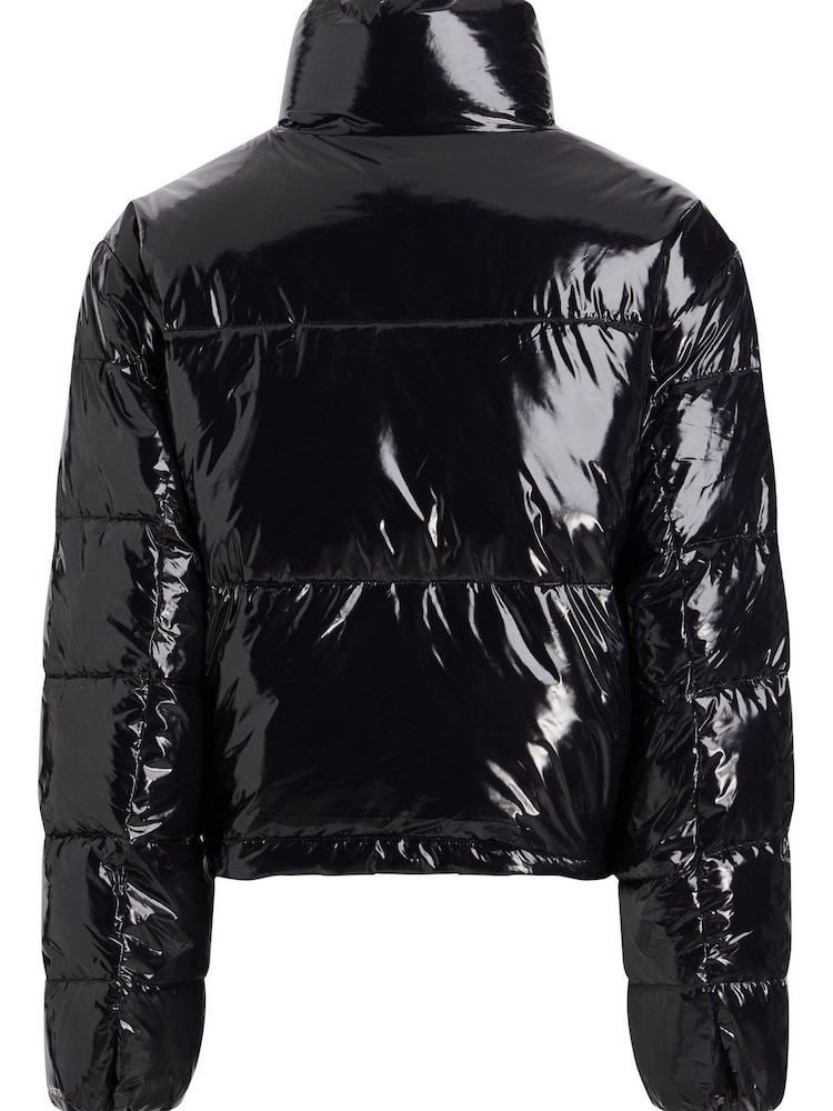 Calvin Klein Jeans Cropped Shiny Puffer Black Jacket - Image 3 of 4