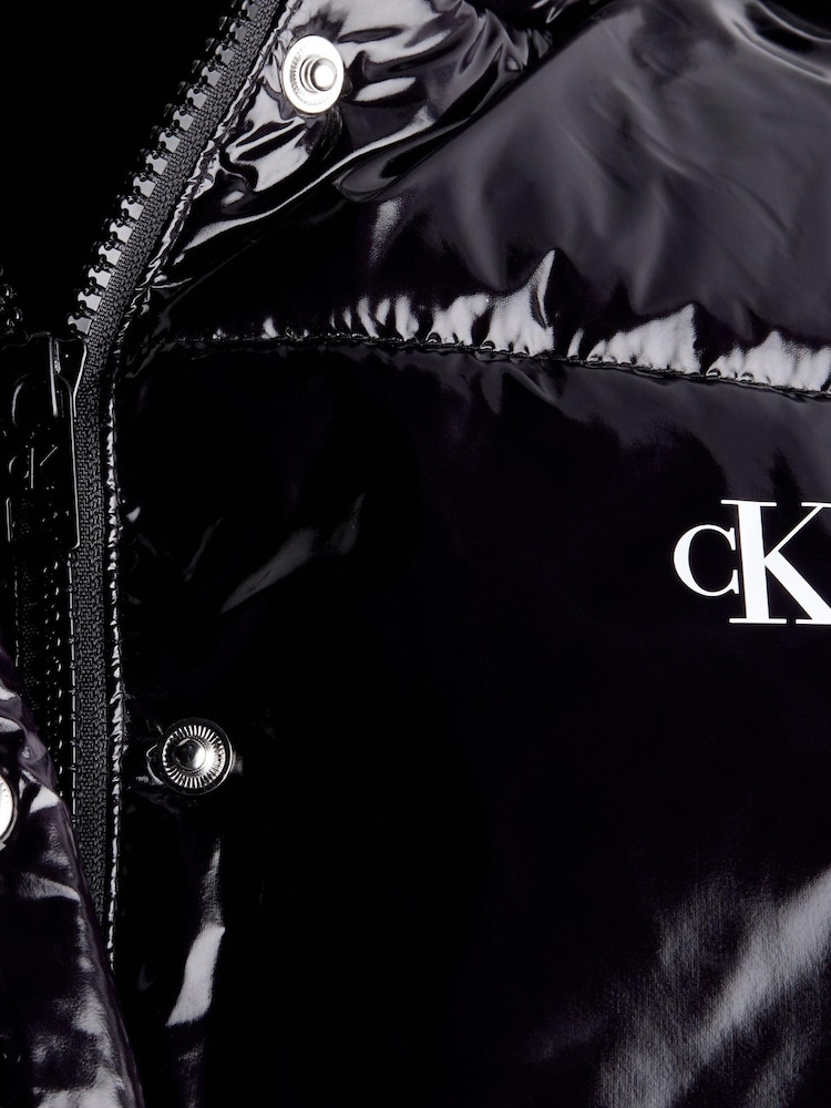 Calvin Klein Jeans Cropped Shiny Puffer Black Jacket - Image 4 of 4
