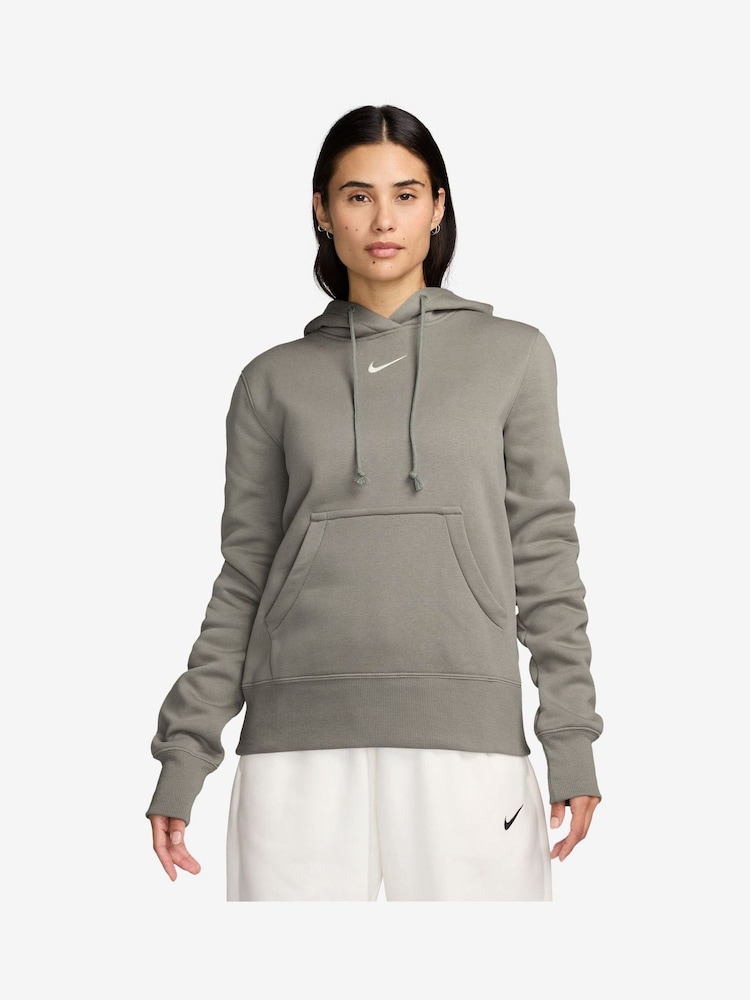 Nike Khaki Green Mini Phoenix Fleece Swoosh Pullover Hoodie - Image 1 of 3