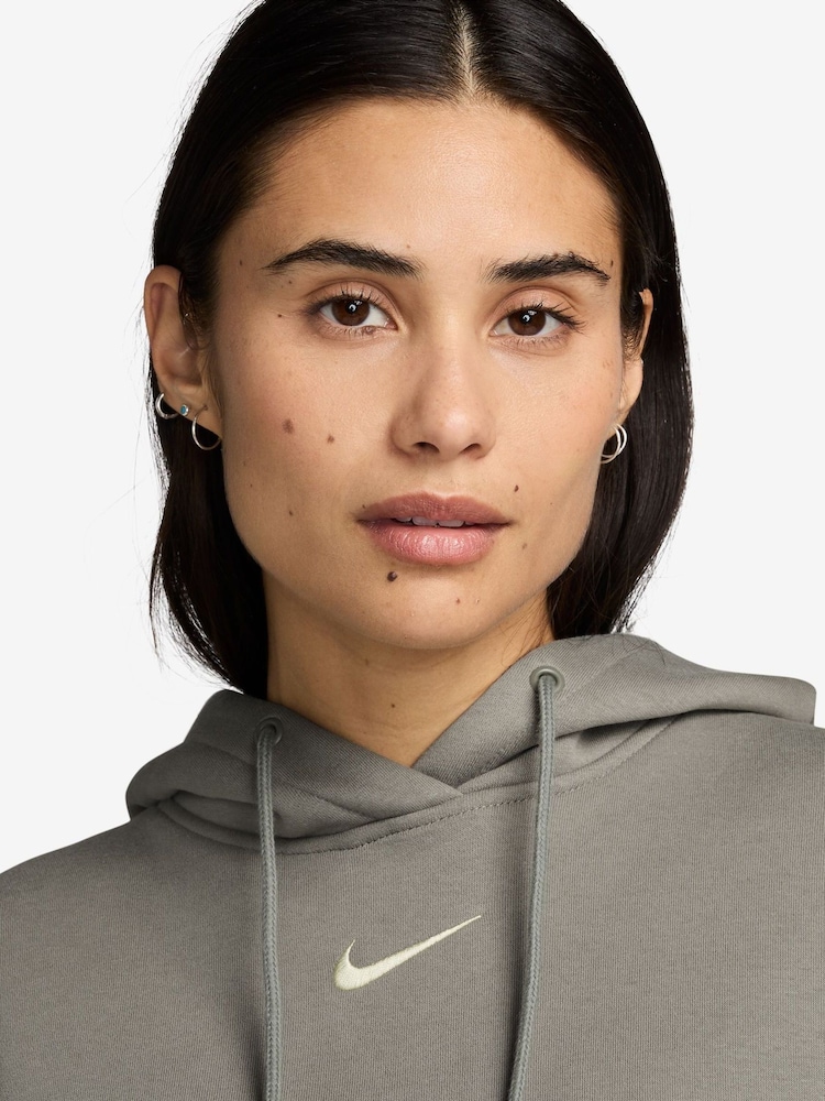 Nike Khaki Green Mini Phoenix Fleece Swoosh Pullover Hoodie - Image 3 of 3