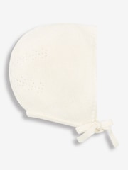JoJo Maman Bébé Cream Knitted Baby Bonnet - Image 1 of 1