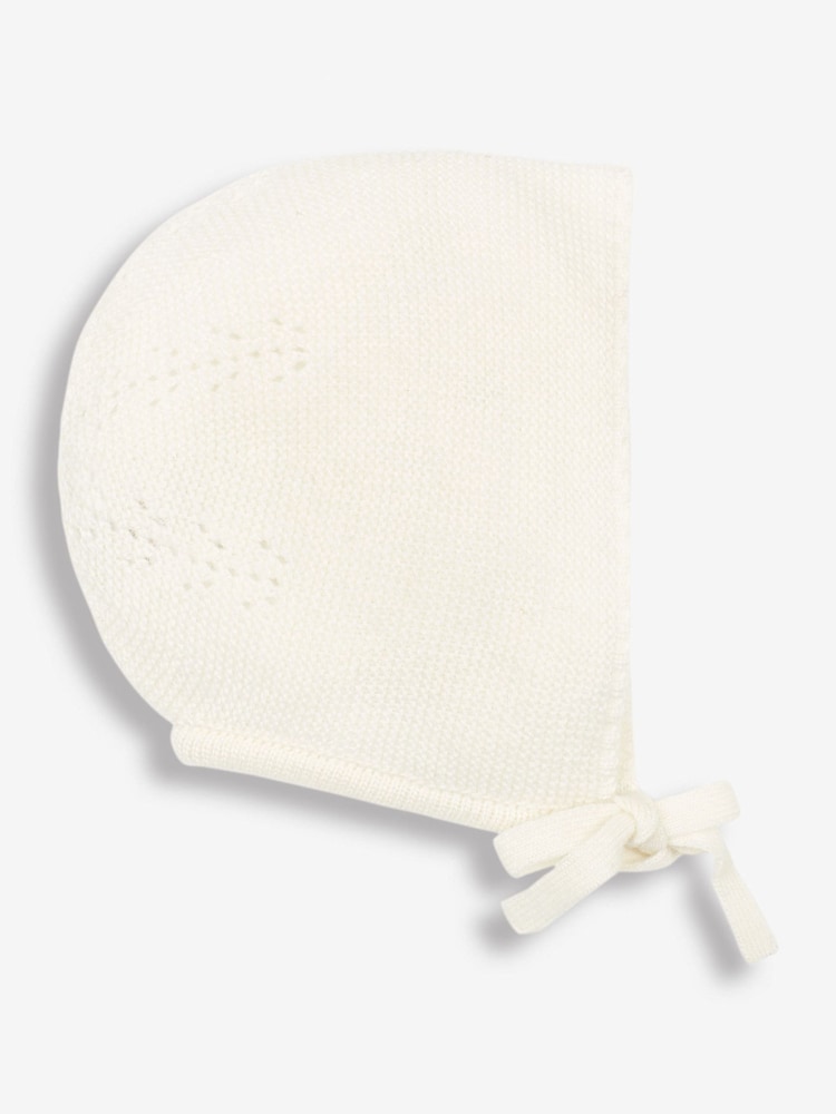 JoJo Maman Bébé Cream Knitted Baby Bonnet - Image 1 of 1 JoJo Maman Bébé Cream Knitted Baby Bonnet - Image 1 of 1