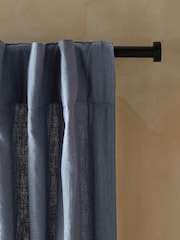 Blue Washed Cotton Linen Hidden Tab Top Lined Curtains - Image 1 of 8