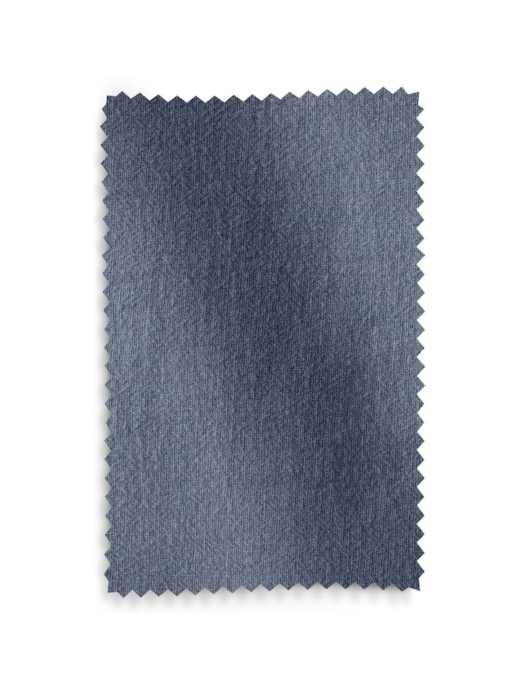 Blue Washed Cotton Linen Hidden Tab Top Lined Curtains - Image 8 of 8