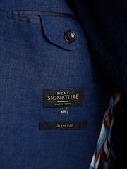 Blau - Slim Fit Signature Leomaster Anzugjacke aus italienischem Leinen - Bild 5 von 6