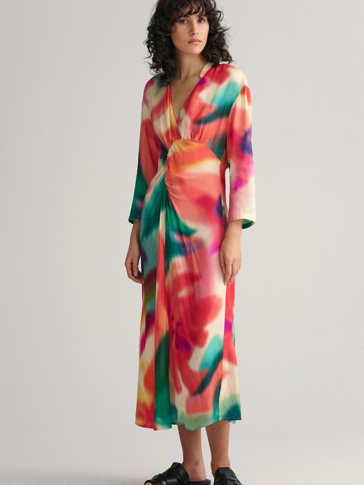 GANT Multi V-Neck Floral Print Gathering Dress - Image 1 of 1