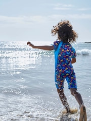 JoJo Maman Bébé Blue Printed Junior Wetsuit - Image 4 of 4