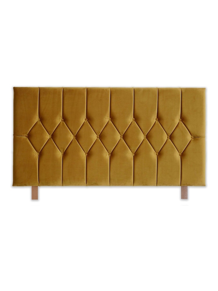Catherine Lansfield Ochre Yellow Boutique Velvet Headboard - Image 2 of 2