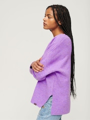 Lila - Superdry Oversize-Pullover mit V-Ausschnitt - Bild 2 von 6